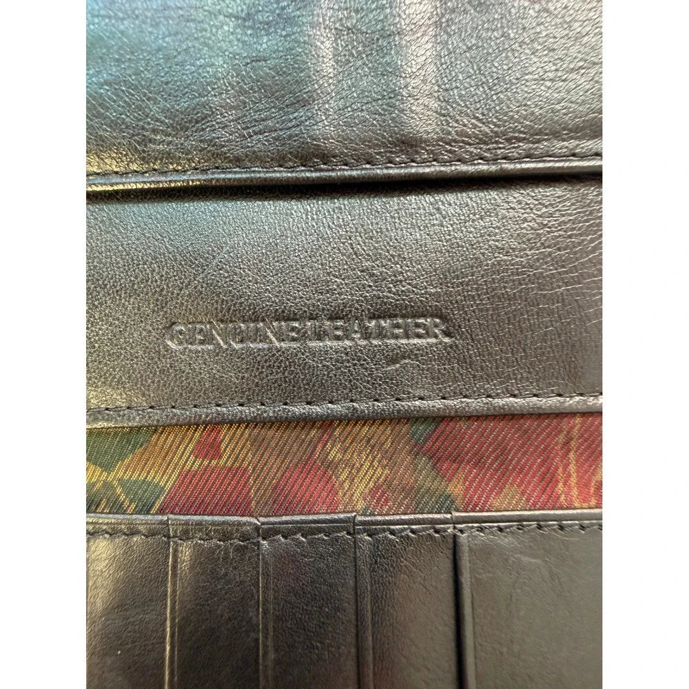 Le Pelican New Generation Black Leather Bi-Fold Wallet Snap Tab Card Case Vtg
